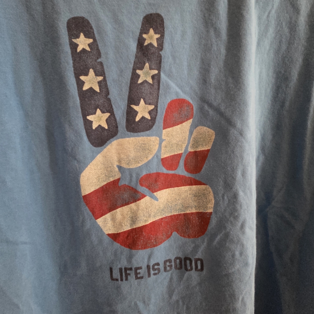 Life is Good Mens Peace America Blue Graphic Tee, 250 USA